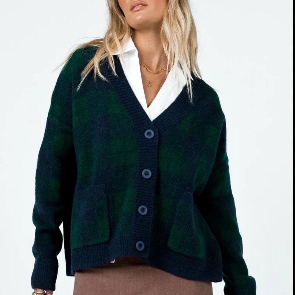NWT PRINCESS POLLY Navy Green Cardigan